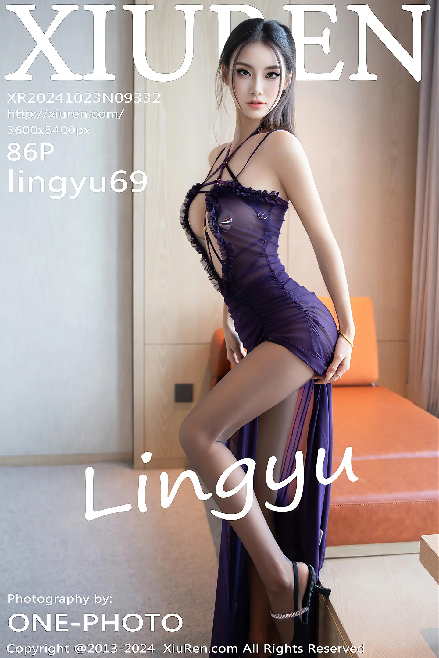 [XiuRen秀人网]No.9332_模特Lingyu69性感紫色连衣裙露带子情趣服饰秀惹火身材诱惑写真86P-秀人网 - XiuRen.Space
